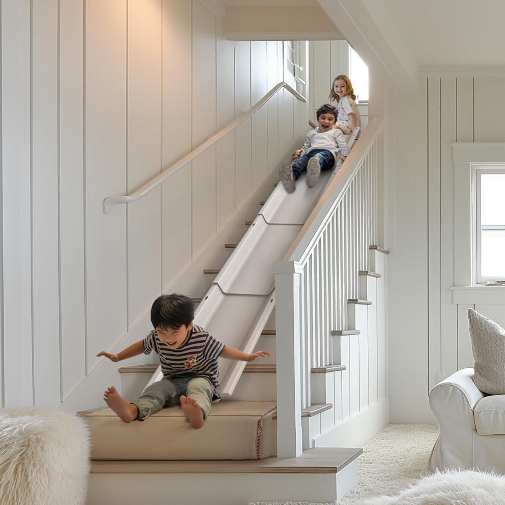 children playing on staircase slide toy that you make yourself